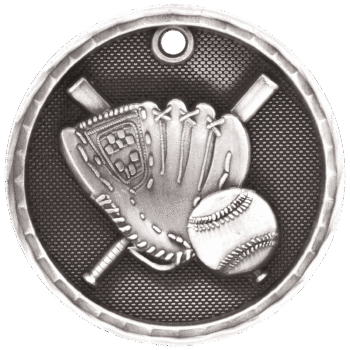 Antique Silver 3D Baseball/Softball Medal