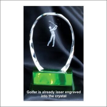 Crystal Oval Lasered Golfer Large