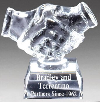 Crystal Hand Shake On Base