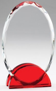 Elegant Double Arc Faceted Oval Ruby Glass Award