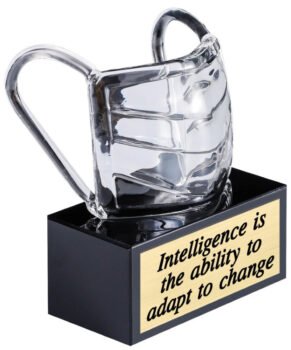 Crystal Face Mask Award on Black Marble Base