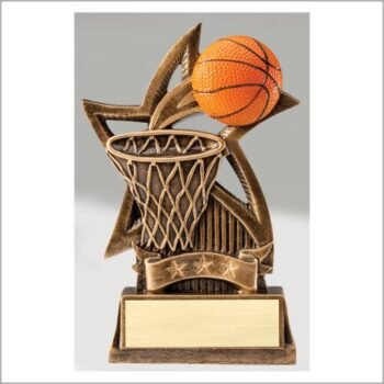 Star Series Sculpted Antique Gold Resin Trophy -Basketball