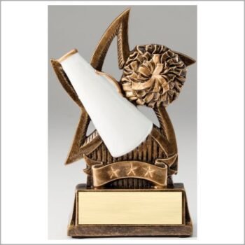 Star Series Sculpted Antique Gold Resin Trophy -Cheer
