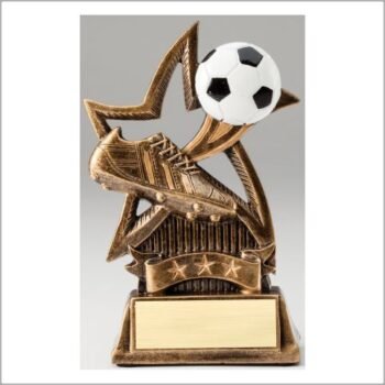 Star Series Sculpted Antique Gold Resin Trophy -Soccer