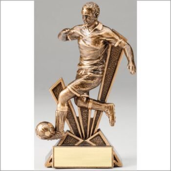 Checkmate Series Sculpted Antique Gold Resin Trophy -Soccer Male