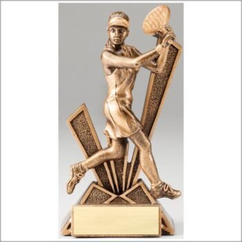 Checkmate Series Sculpted Antique Gold Resin Trophy -Tennis Female