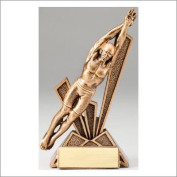 Checkmate Series Sculpted Antique Gold Resin Trophy -Swim Male