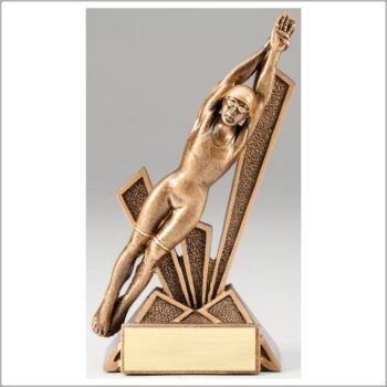 Checkmate Series Sculpted Antique Gold Resin Trophy -Swim Female