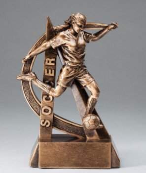 Ultra Action Series Sculpted Antique Gold Resin Trophy -Soccer Female