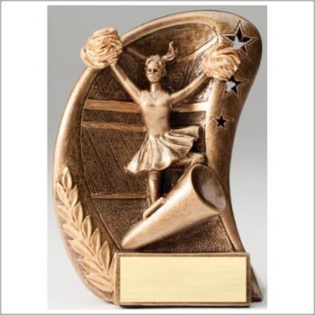 Curve Action Series Sculpted Antique Gold Resin Trophy -Cheer