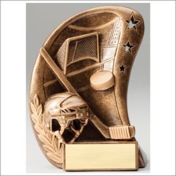 Curve Action Series Sculpted Antique Gold Resin Trophy -Hockey